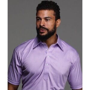 NWT Collars and Co The Original Dress Collar Polo Lavender Gingham Small